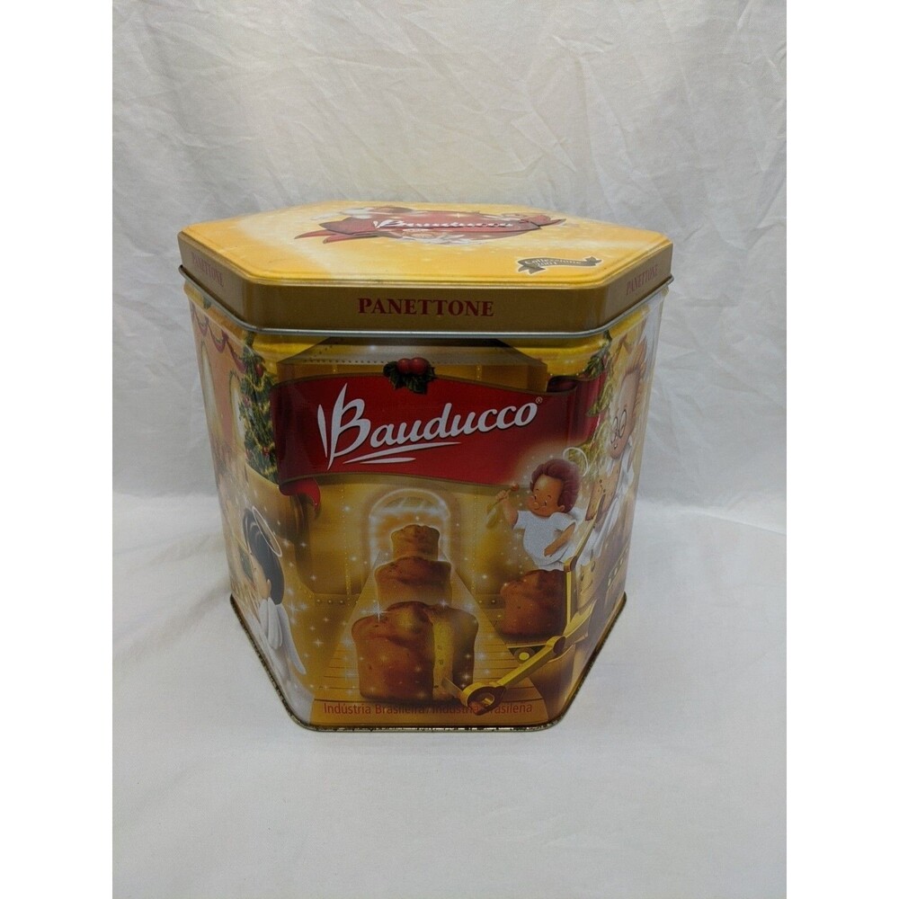 **EMPTY TIN ** Bauducco Panettone Octogon Tin 9" X 8" X 8"